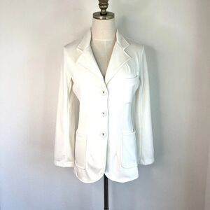 Suzie Kondi Ponte Three Button Blazer Ivory Size Medium NWT